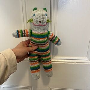 Blabla EUC Doll Stuffed Animal Sandwich the Cat 12" Hand Knit Multicolor Peru